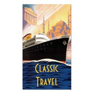 Vintage Adriatica Cruise Ship illustration with images from the 1920s on a business card for travel agents,  cruise lines, and tour operators
