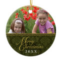 Classic Damask Christmas Photo Ornament