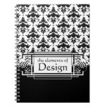 Classic Damask Pattern in Elegant Black and White Notebooks
