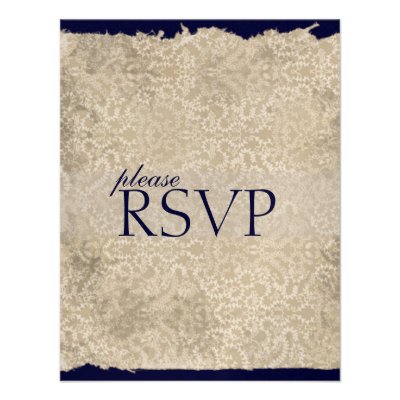 Classic Damask RSVP Cards, Navy Blue Personalized Invite