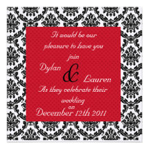 Classic DAMASK w/ Red Wedding HOLIDAY Invitations