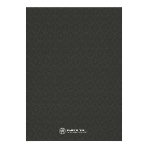 Classic Damask Wedding Photo Invitations - Black