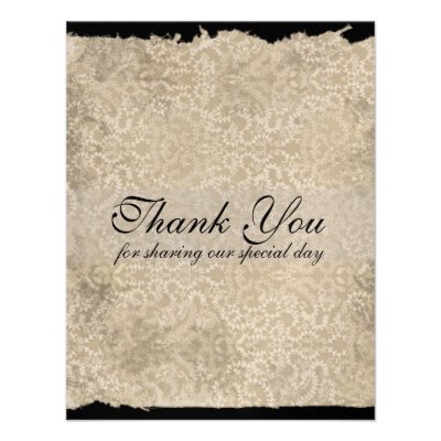 Classic Damask Wedding Thank You Notes, Ebony Announcement
