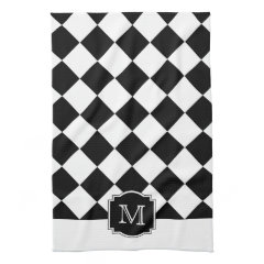 Classic Diamonds Monogram - Black White Kitchen Towels