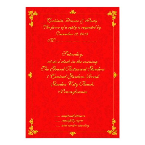 Classic dragon phoenix chinese wedding invitation
