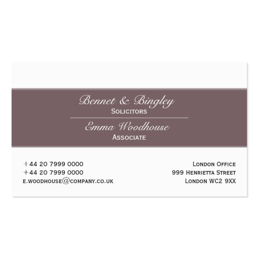 Classic Elegance Heather & White Business Card Templates (front side)