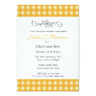 Classic, elegant country yellow plaids graduation custom invites