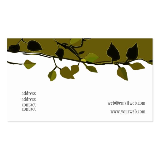 Classic Elegant Landscape branches Business Card Templates (back side)