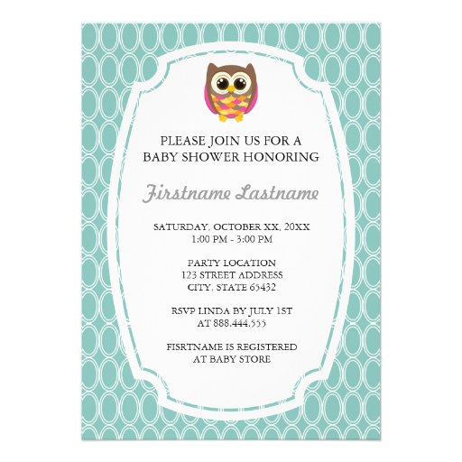 Classic Elegant Owl Baby Shower Invitations