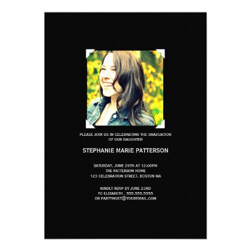 Classic Elegant Photo Graduation Invitation Black