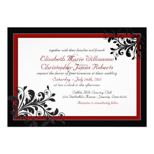 Classic Elegant Red Wedding Invitation