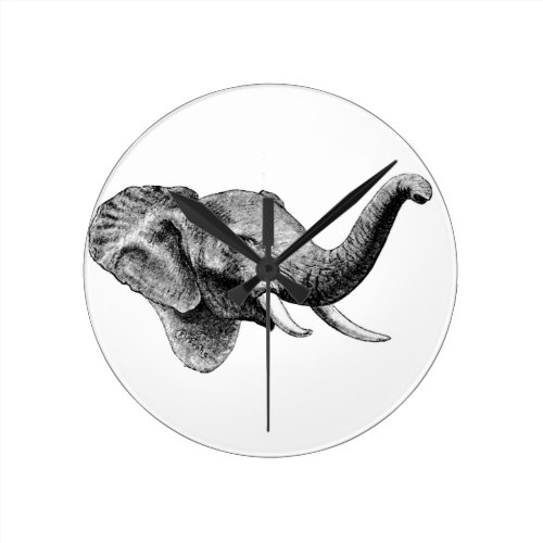 Classic Elephant Round Clock