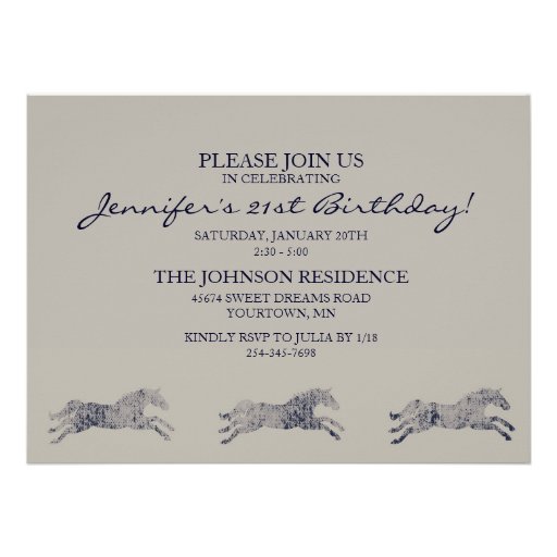 Classic Equestrian Birthday Custom Invite