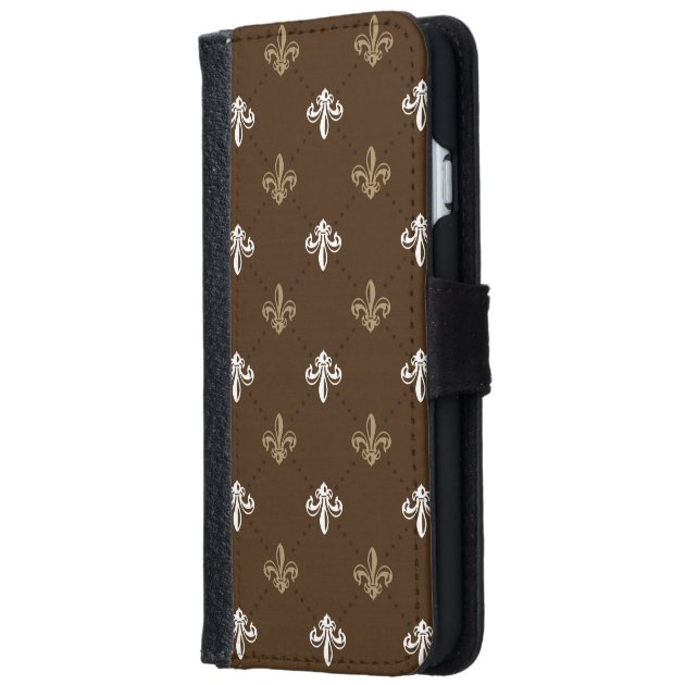 Classic Fashion Fleur-de-lis Brown Pattern iPhone 6 Wallet Case