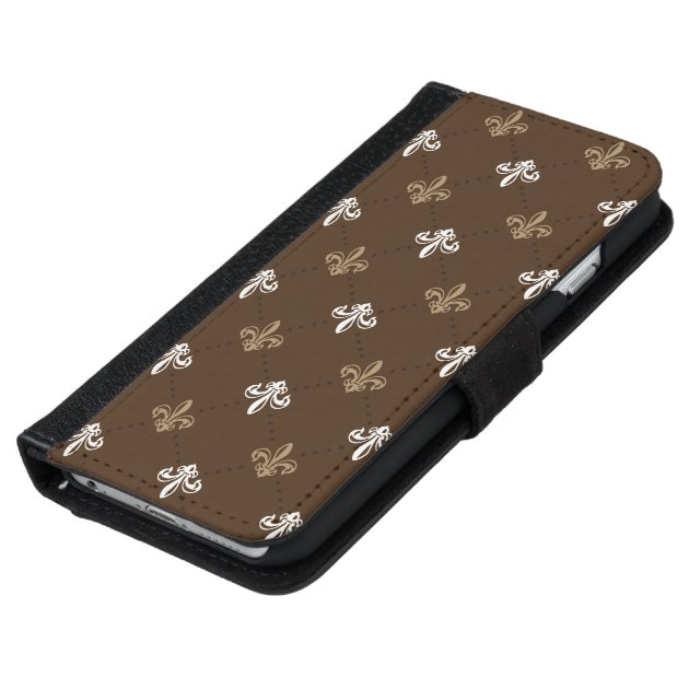 Classic Fashion Fleur-de-lis Brown Pattern iPhone 6 Wallet Case-5