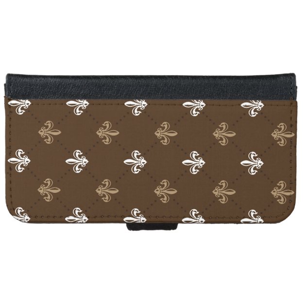 Classic Fashion Fleur-de-lis Brown Pattern iPhone 6 Wallet Case-4