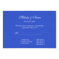 Classic floral blue RSVP wedding invitations. Invite
