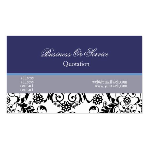 Classic Floral Damask Business Card Template (back side)