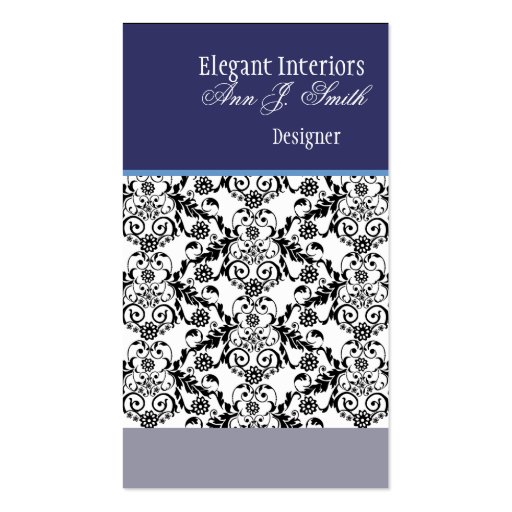 Classic Floral Damask Business Card Template (front side)