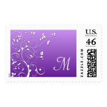Classic Floral Motif Postage Stamps Purple