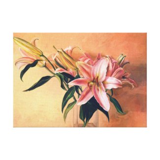 Classic Flower Arrangement lilies flowers painting Gallery Wrap Canvas
