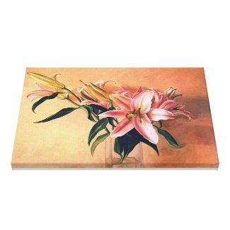 Classic Flower Arrangement lilies flowers painting Gallery Wrap Canvas