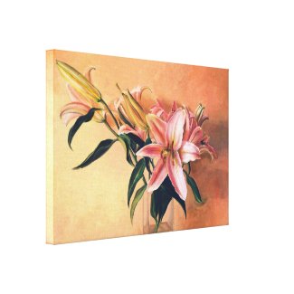 Classic Flower Arrangement lilies flowers painting Gallery Wrap Canvas