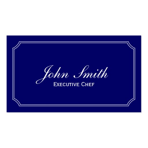 Classic Frame Dark Blue Chef Business Card (front side)