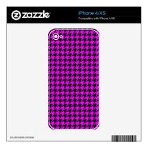 Classic Fuchsia Pink and Black Houndstooth Pattern Skin For The iPhone 4S