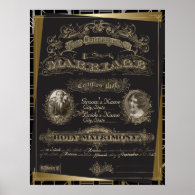 Classic Gatsby Deco Marriage Certificate Poster