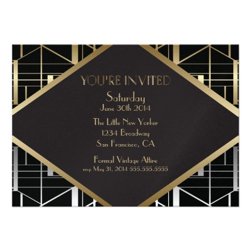 Classic Gatsby Deco Wedding Invitation
