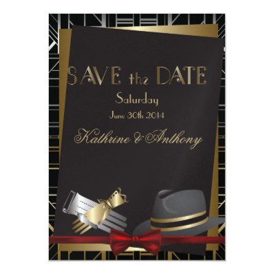 Classic Gatsby Deco Wedding Save the Date Personalized Invitation