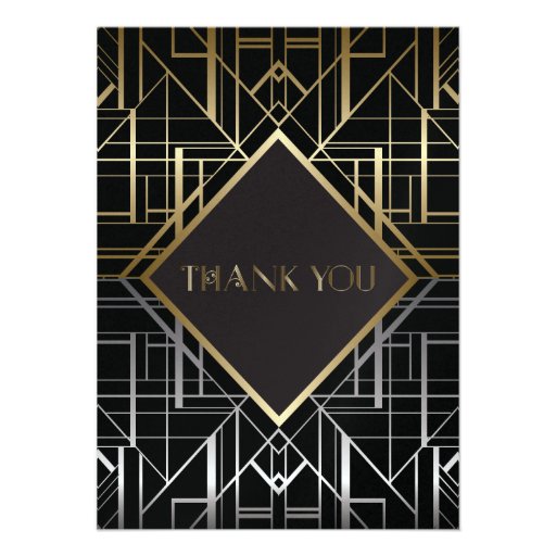 Classic Gatsby Deco Wedding Thank You 2 Custom Invite