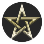 Classic Golden Pentagram transparent Round Sticker