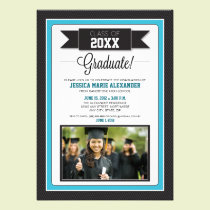 Classic Graduation Party Invitation (aqua) invitations