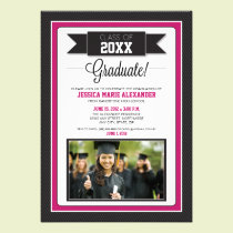 Classic Graduation Party Invitation (fuchsia) invitations