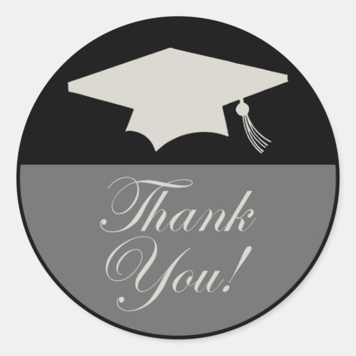Classic Graduation Thank You Label (Black) Sticker