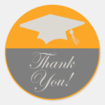Classic Graduation Thank You Label (Orange) Stickers