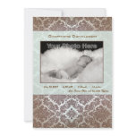Classic green baby birth announcement
