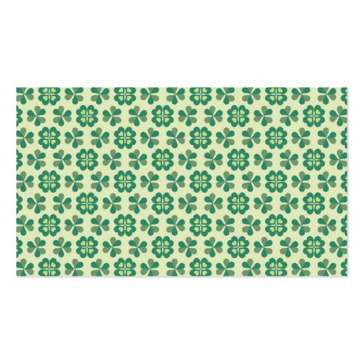 Classic Green Lucky Clover Simple Elegant Shamrock Business Card Template (back side)