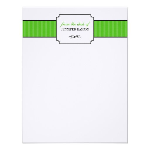 Classic green stripes from the desk of stationery custom invites