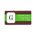 Classic green stripes monogram return address label