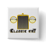 Classic Guy – Shiny chrome grille from classic car Pinback Button
