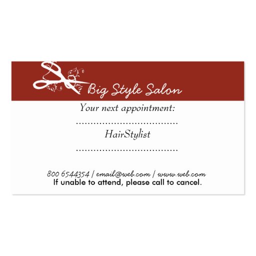 Classic Hair Stylist Salon - Spa Business Card Template (back side)