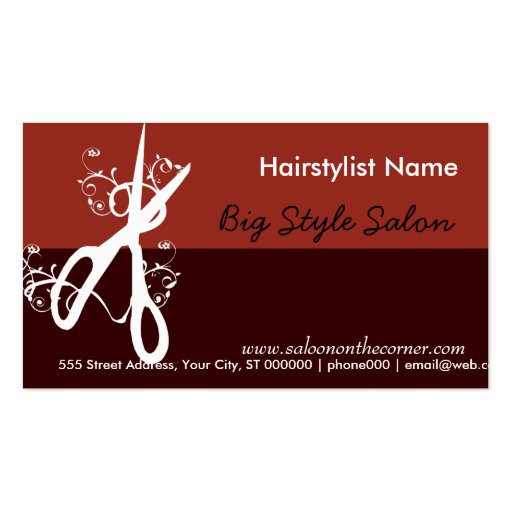 Classic Hair Stylist Salon - Spa Business Card Template (front side)