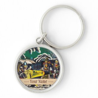 Classic historical painting Japan Bushido paragon Keychains