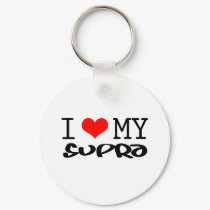 Classic "I Love My Supra" design keychains