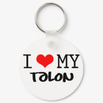 Classic "I Love My Talon" design keychains
