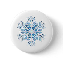 Classic Icy Blue Winter Christmas Snowflake Button