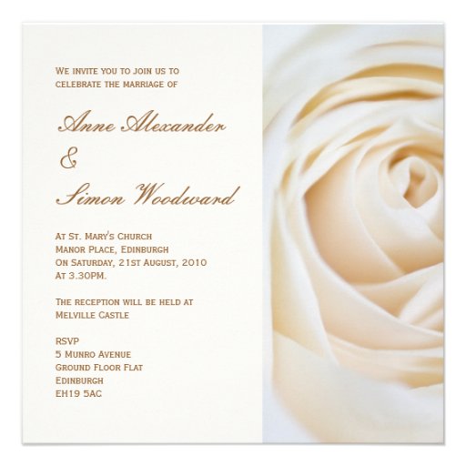 Classic Ivory White Rose Wedding Invitiation Announcement